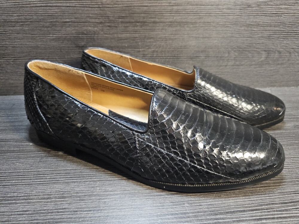 Giorgio Brutini Genuine SnakeSkin Black Loafers Men’s Size 11M 150631